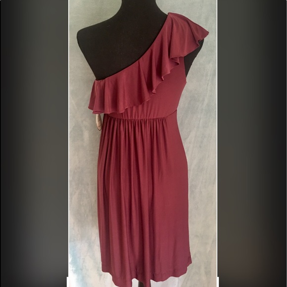 🎉HP🎉Soma Fig One Shoulder Ruffle Dress - Picture 4 of 7